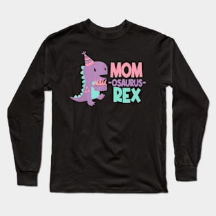 Mom Dinosaur Family Matching Birthday Girls Party Daughtrer Long Sleeve T-Shirt